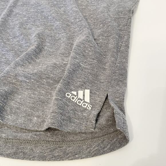 Adidas Logo V-Neck  Short Sleeve Tee Gray Small - Picture 7 of 10